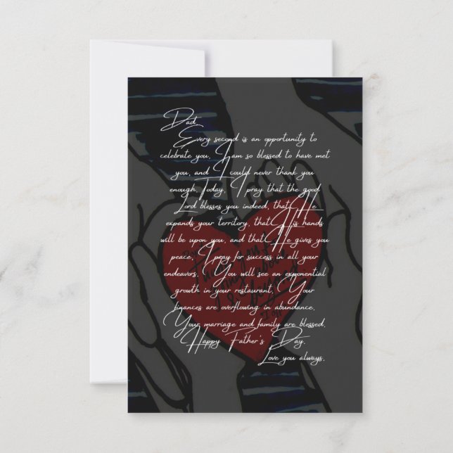 Cartão de Oração do Dia dos Pais (Verso)