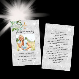 Cartão de oração do funeral de foto branca pratead