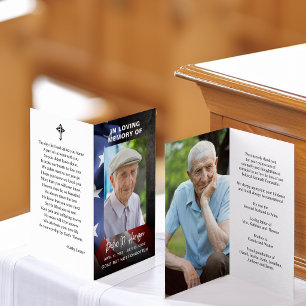 Cartão de Oração Dobrado com Foto de Memorial Fune
