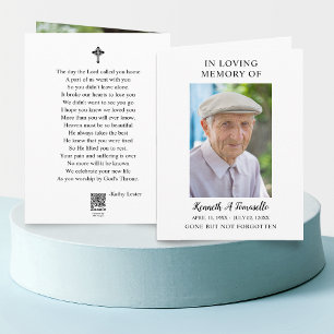 Cartão de Oração Dobrado Simples de Memorial de Fu