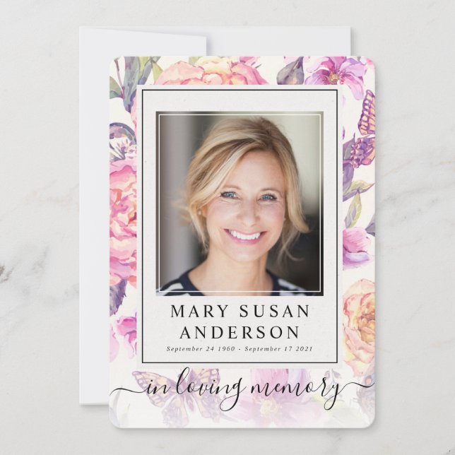 Cartão de Oração Fotográfica Memorial Floral Funer (Frente)