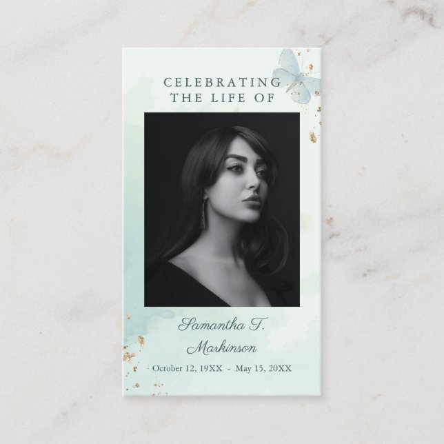 Cartão de Oração Funcional de Borboleta Verde (Frente)