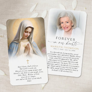 Cartão de Oração Fúnebre Cruz Virgem Maria Religio