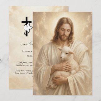 Cartão de Oração Fúnebre Jesus Bom Pastor 5x7 pole