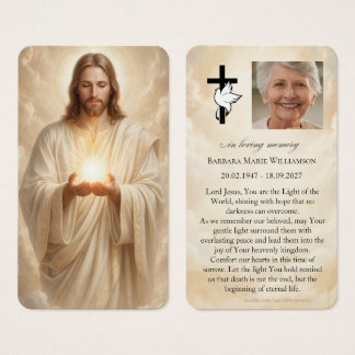 Cartão de Oração Fúnebre Luz do Mundo Jesus