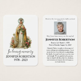 Cartão de Oração Fúnebre Memorial Católico Virgem
