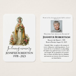 Cartão de Oração Fúnebre Memorial Católico Virgem 