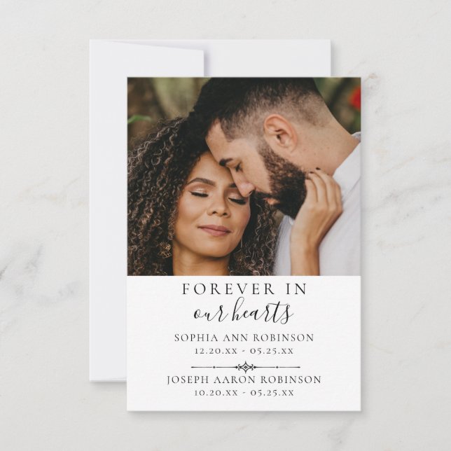 Cartão de Oração Fúnebre Memorial Duplo Foto (Frente)