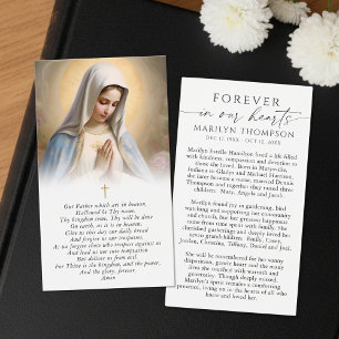 Cartão de Oração Fúnebre Virgem Maria O Pai Nosso