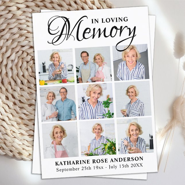 Cartão de Oração Funeral de Colagem de Fotografias (Criador carregado)