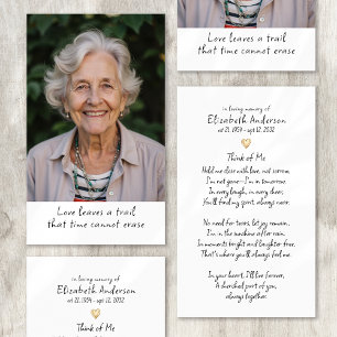 Cartão de Oração Funeral de Foto Dourada Simples