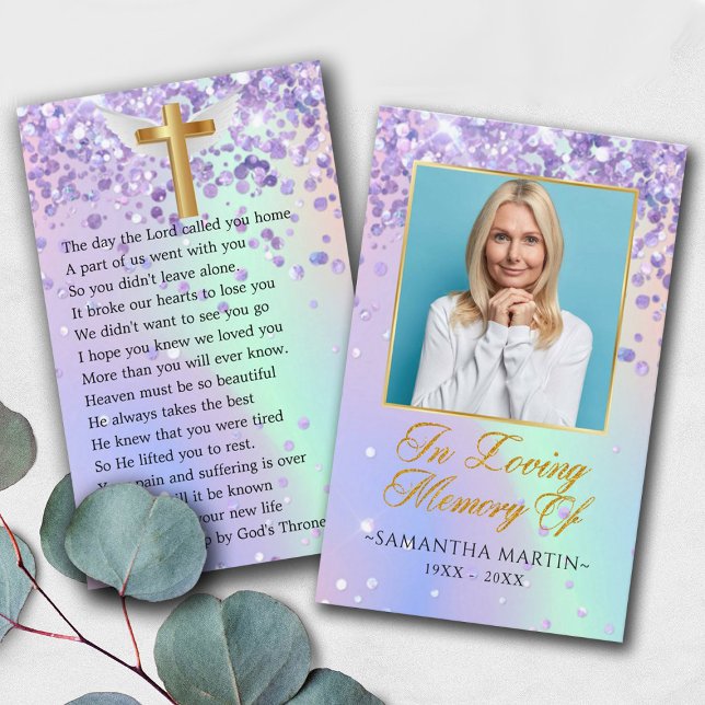 Cartão de Oração Funeral de Foto Elegante (Criador carregado)