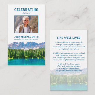 Cartão de Oração Funeral do Lago Montanha