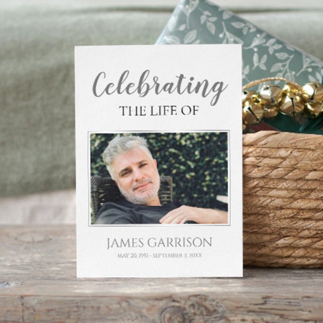 Cartão de Oração Funeral Elegante Branco da cinza  (Criador carregado)