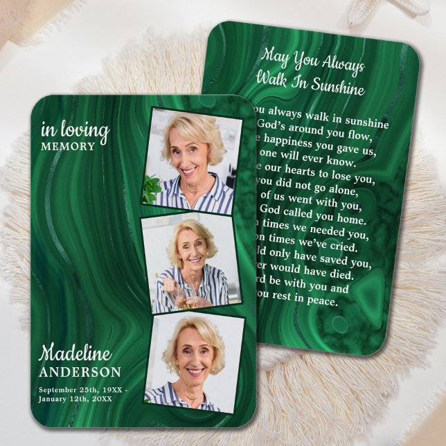 Cartão de Oração Funeral Emerald Green 3 Fotografi (Criador carregado)