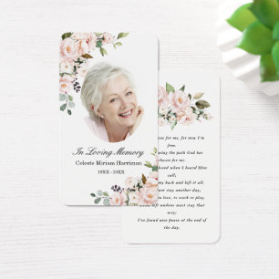 Cartão de Oração Funeral Fotográfica Floral Cor-de