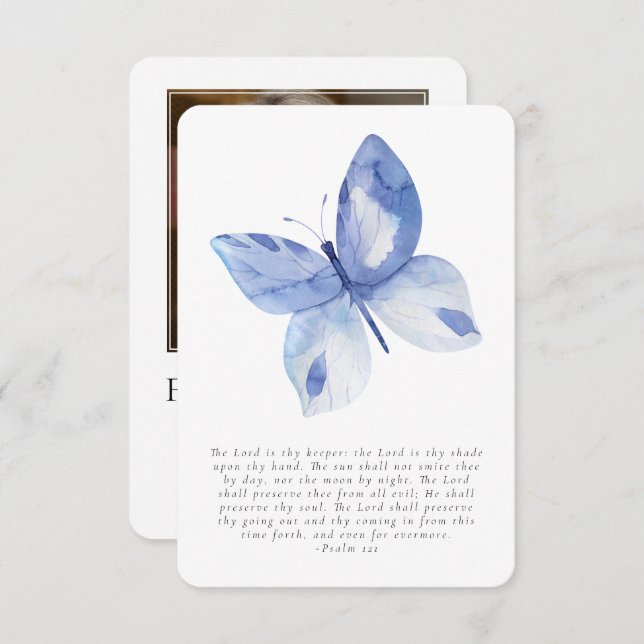 Cartão de Oração Funeral Fotográfico Butterfly (Frente/Verso)