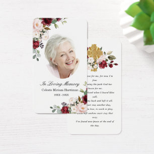 Cartão de Oração Funeral Fotográfico Cruz Floral V