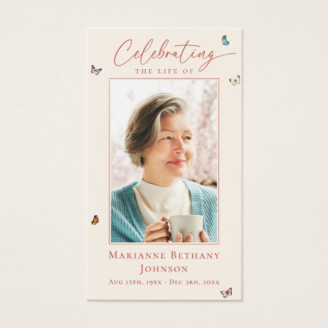 Cartão de Oração Funeral Memorial de Flor Selvagem (Frente)