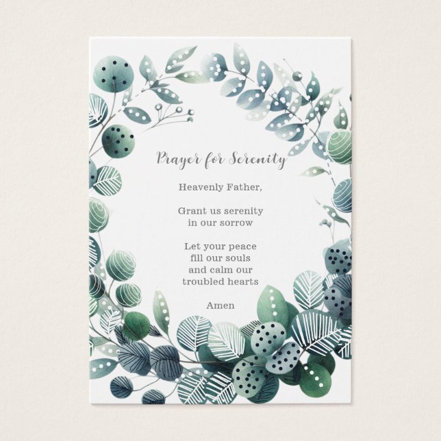 Cartão de Oração Funeral/Memorial para Serenidade (Frente)