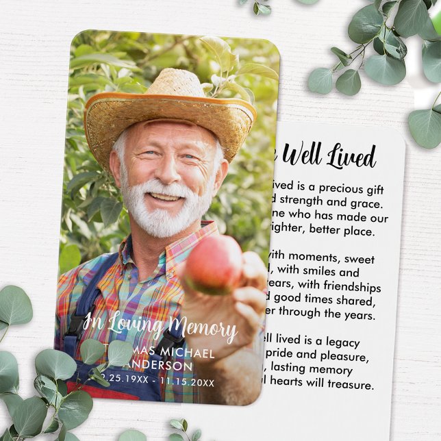 Cartão de Oração Funeral Memorial Simples da Foto  (Criador carregado)