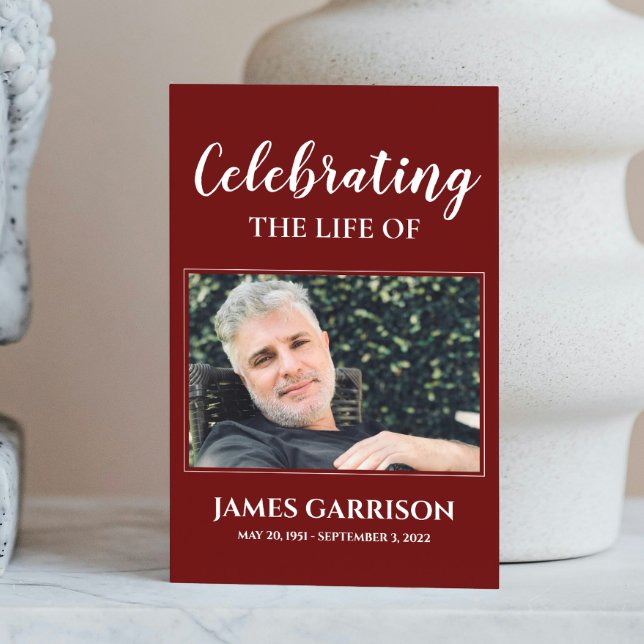 Cartão de Oração Funeral Memorial Vermelho Escuro  (Criador carregado)