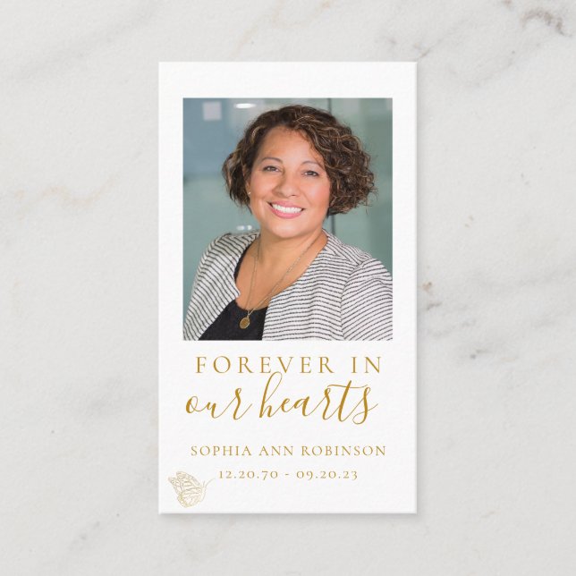 Cartão de Oração Funeral Simples da Borboleta Foto (Frente)