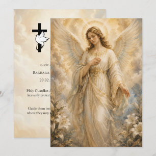 Cartão de Oração Funerária Anjo da Guarda 5x7 pole