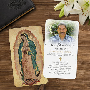 Cartão de Oração Funerária Católica de Guadalupe