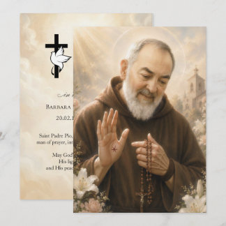 Cartão de Oração Funerária do Santo Padre Pio 5x7