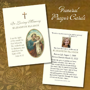 Cartão de Oração Funerária Jesus St. Joseph Script