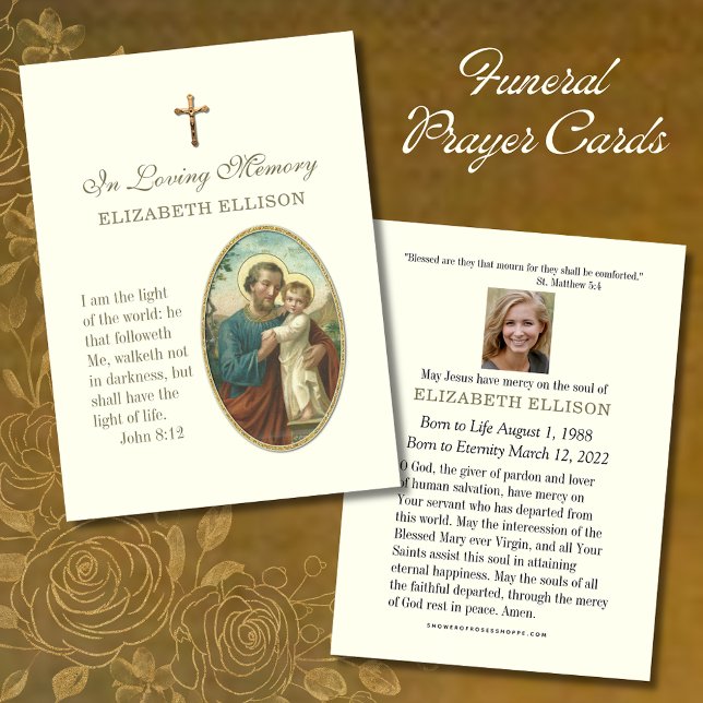 Cartão de Oração Funerária Jesus St. Joseph Script (Criador carregado)
