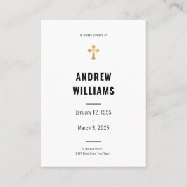 Cartão de oração funerário preto e branco