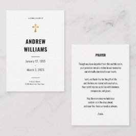 Cartão de oração funerário preto e branco simples