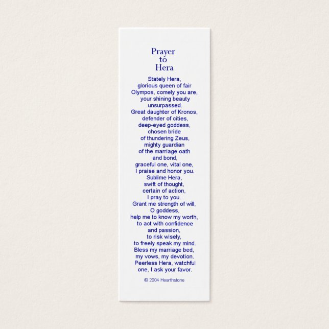 Cartão de Oração Hera (Frente)