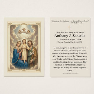 Cartão de Oração Memorial Católica da Sagrada Famí