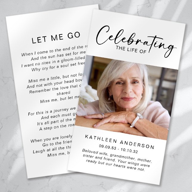 Cartão de Oração Memorial | Celebrar a Vida de (Criador carregado)