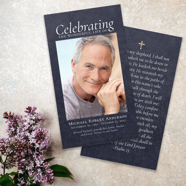 Cartão de Oração Memorial de Couro Cruzado Azul (Criador carregado)