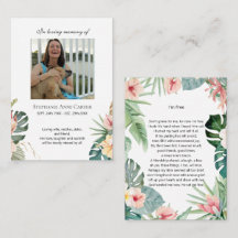 Cartão de oração memorial de foto tropical Estou L