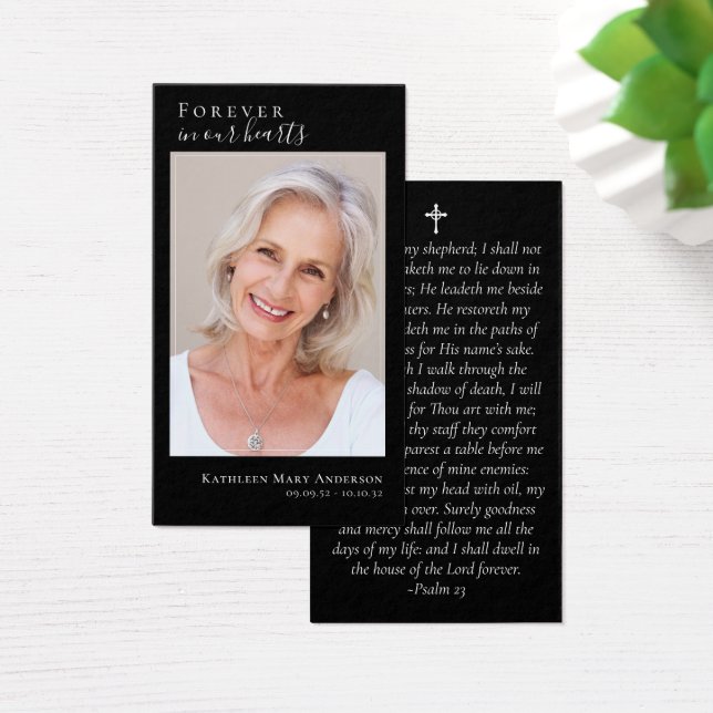 Cartão de Oração Memorial de Fotografia Preta (Mesa)