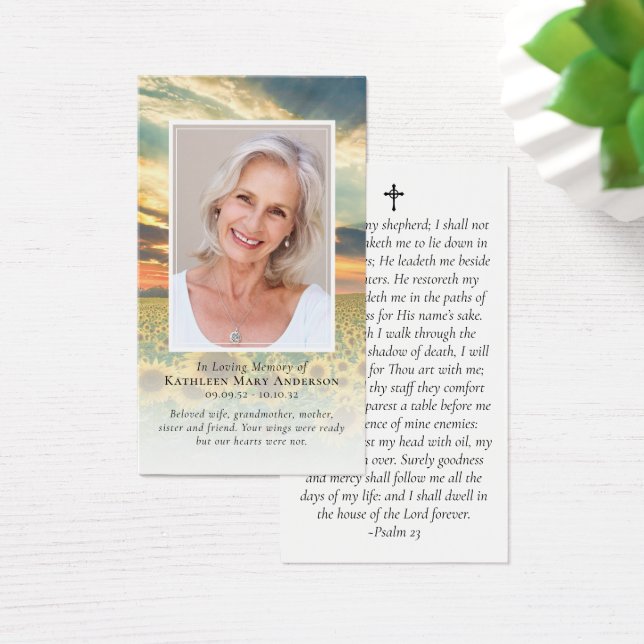 Cartão de Oração Memorial de Fotografia Sunset (Mesa)