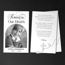 Cartão de Oração Memorial Elegante Para Sempre em 