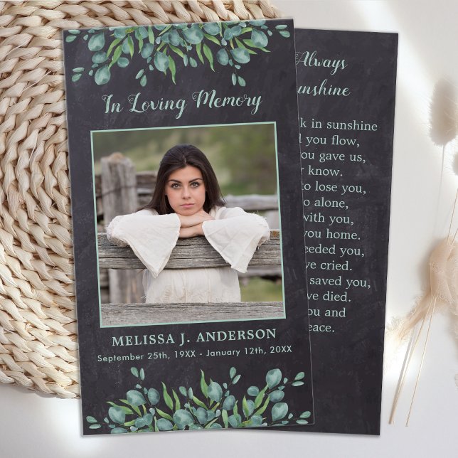 Cartão de Oração Memorial Eucalyptus Fotográfico R (Criador carregado)