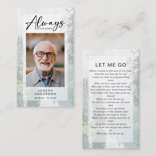 Cartão de Oração Memorial | Florestas (Frente/Verso)