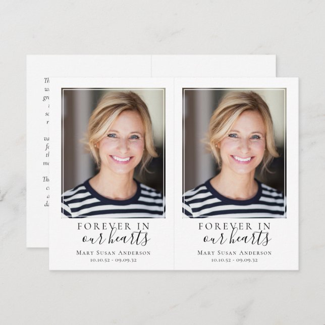 Cartão de Oração Memorial Fotográfica de 4,25"x2,7 (Frente/Verso)