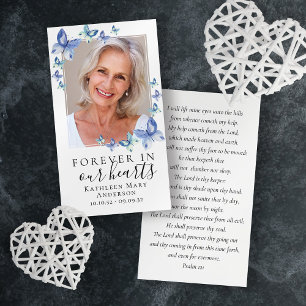 Cartão de Oração Memorial Fotográfico Azul Borbole