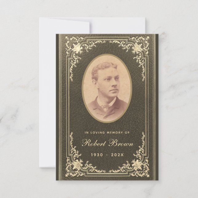 Cartão de Oração Memorial Fúnebre com Foto Preta G (Frente)