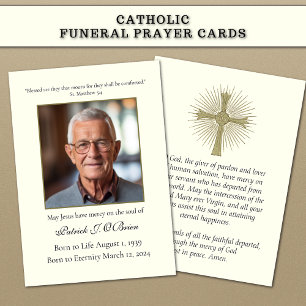 Cartão de Oração Memorial Funeral Cruz Católica