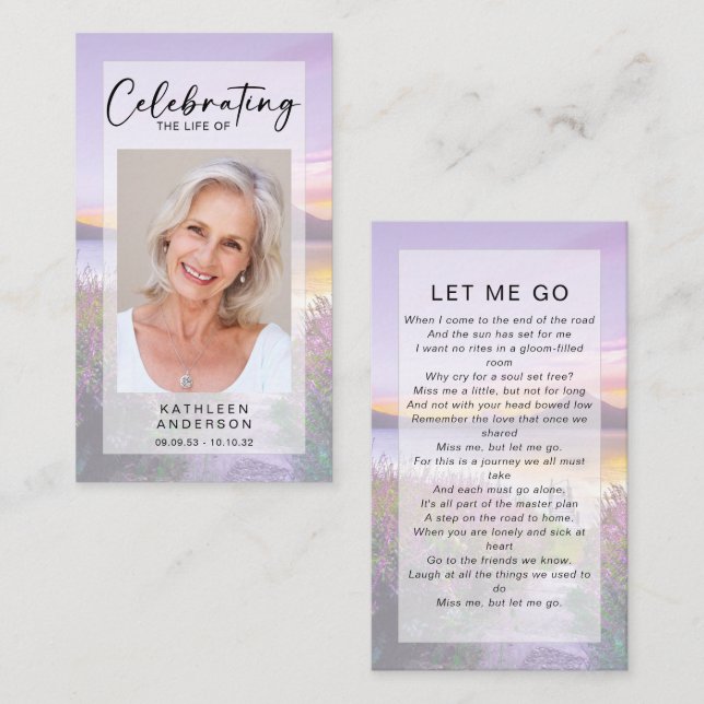 Cartão de Oração Memorial | LAVANDA (Frente/Verso)