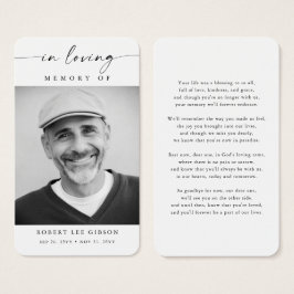 Cartão de Oração Memorial para Simpatia Fotográfic